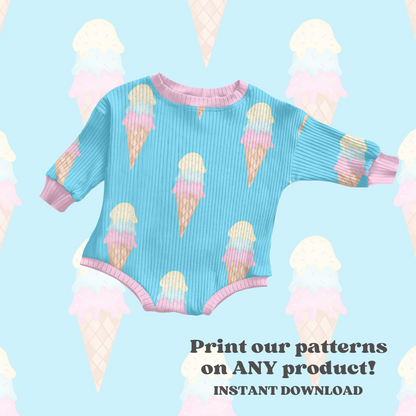 Bright Ice Cream Cones Pattern