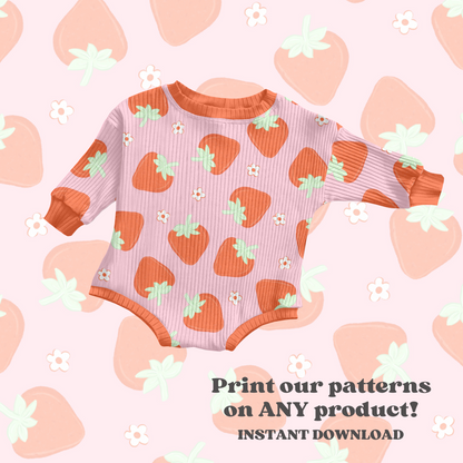 Bright Strawberry Daisy Pattern