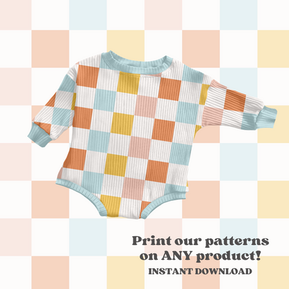 Retro Groovy Checkered Pattern