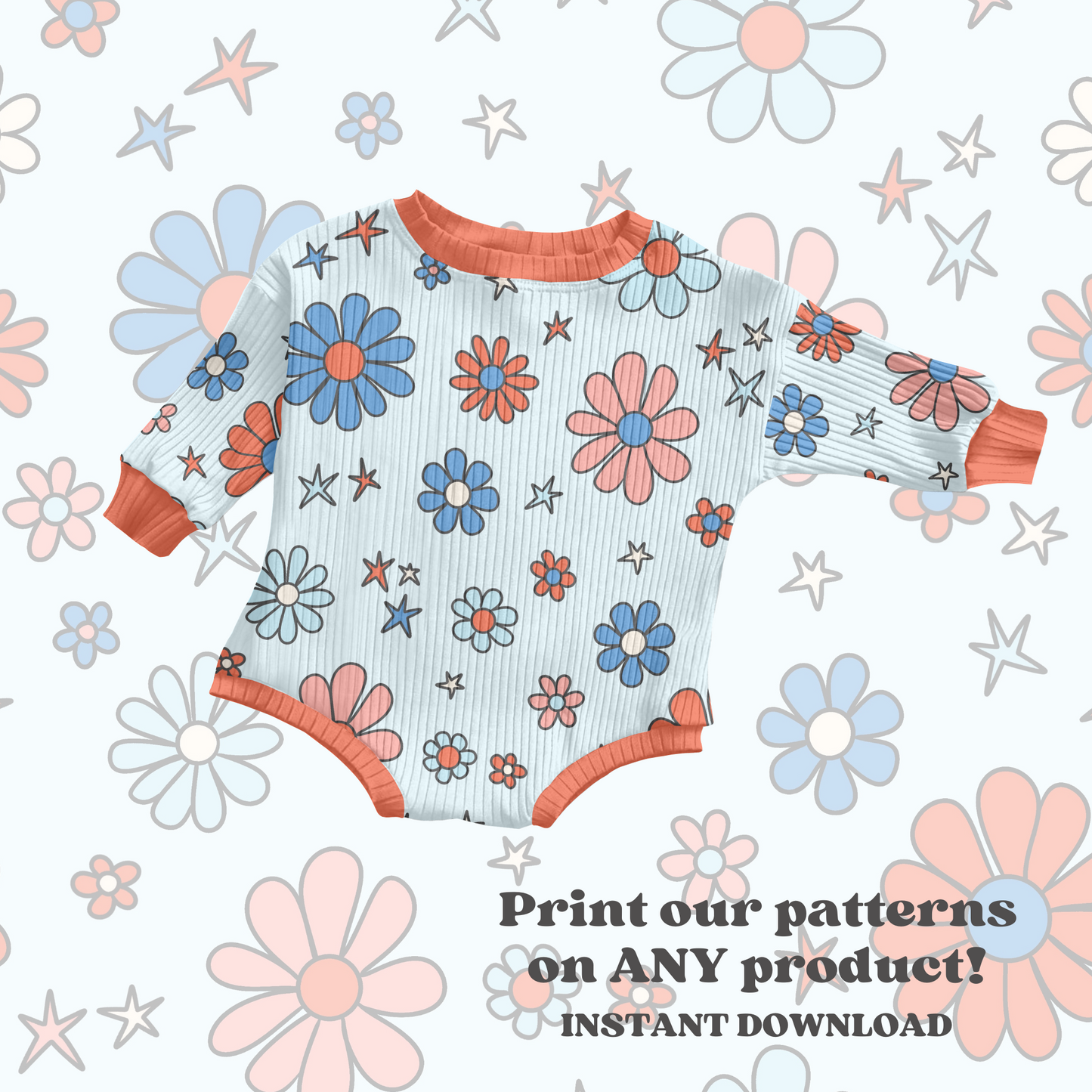 Retro Fourth of July Daisies Pattern