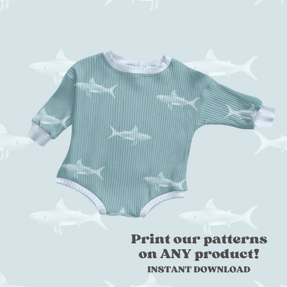 Navy Summer Sharks Pattern