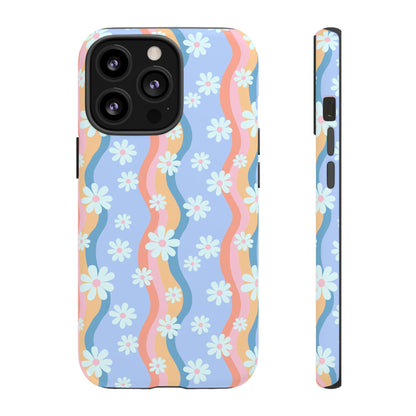 Blue Wavy Daisy Phone Case