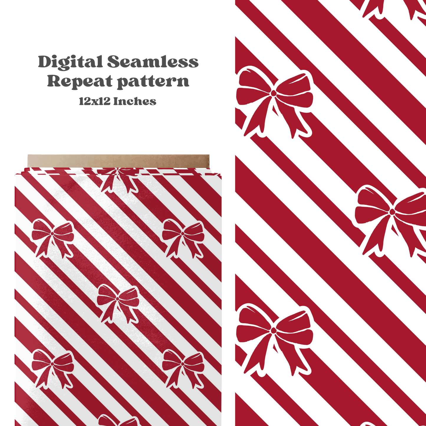 Christmas Bow Stripe Seamless Pattern