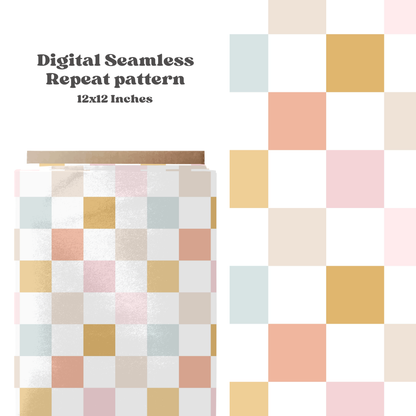 Pastel Retro Checkered Seamless Pattern