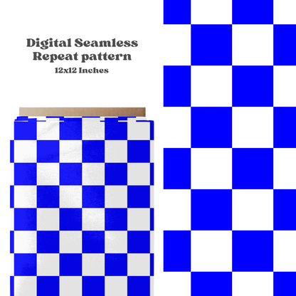 Bright Blue Checkered Seamless Pattern