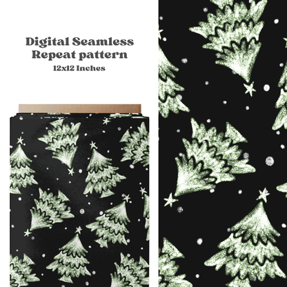 Glitter Christmas Trees Seamless Pattern