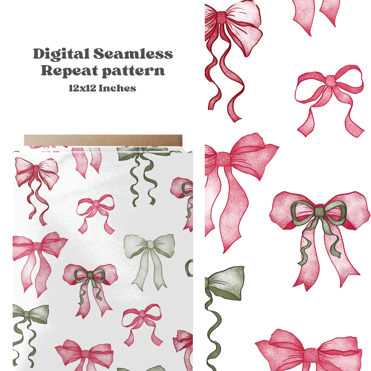 Christmas watercolor bow pattern