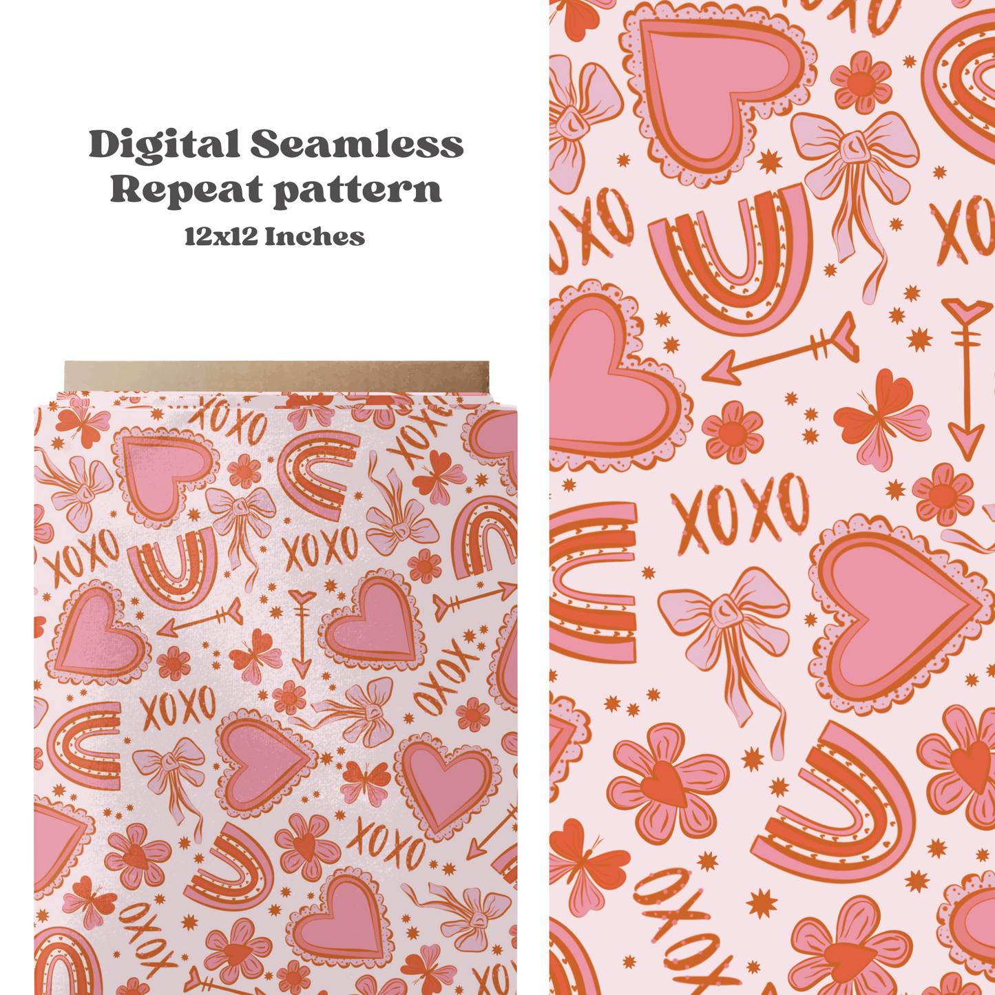 Boho valentine Bows seamless pattern