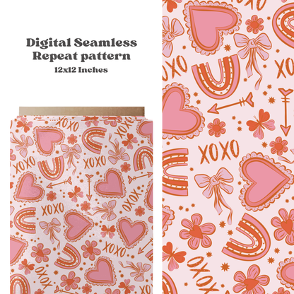 Boho valentine Bows seamless pattern