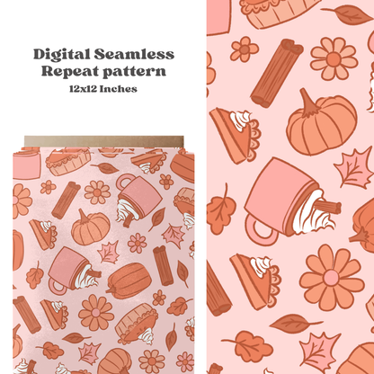 Fall pumpkin pie Seamless Pattern