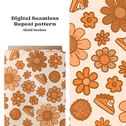 Thanksgiving pie Daisy Seamless pattern