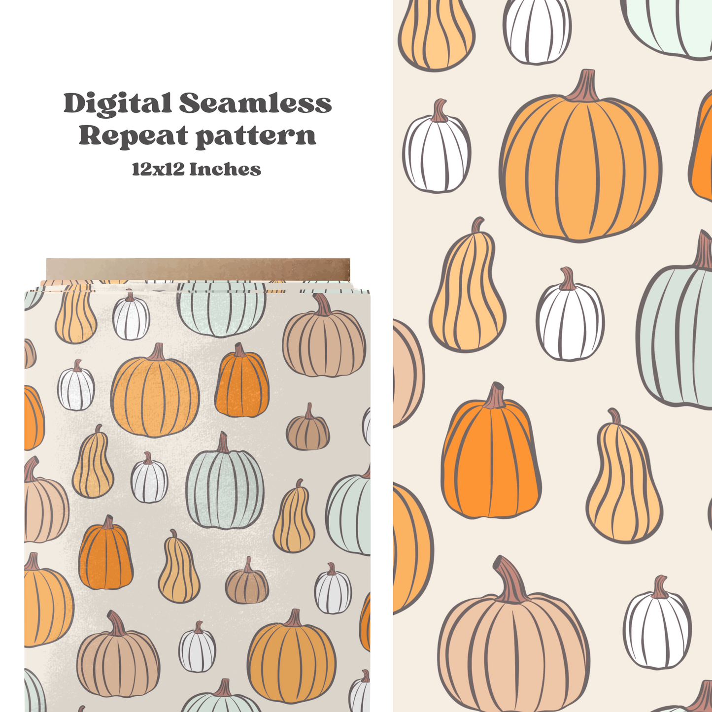 Boys fall pumpkins seamless pattern
