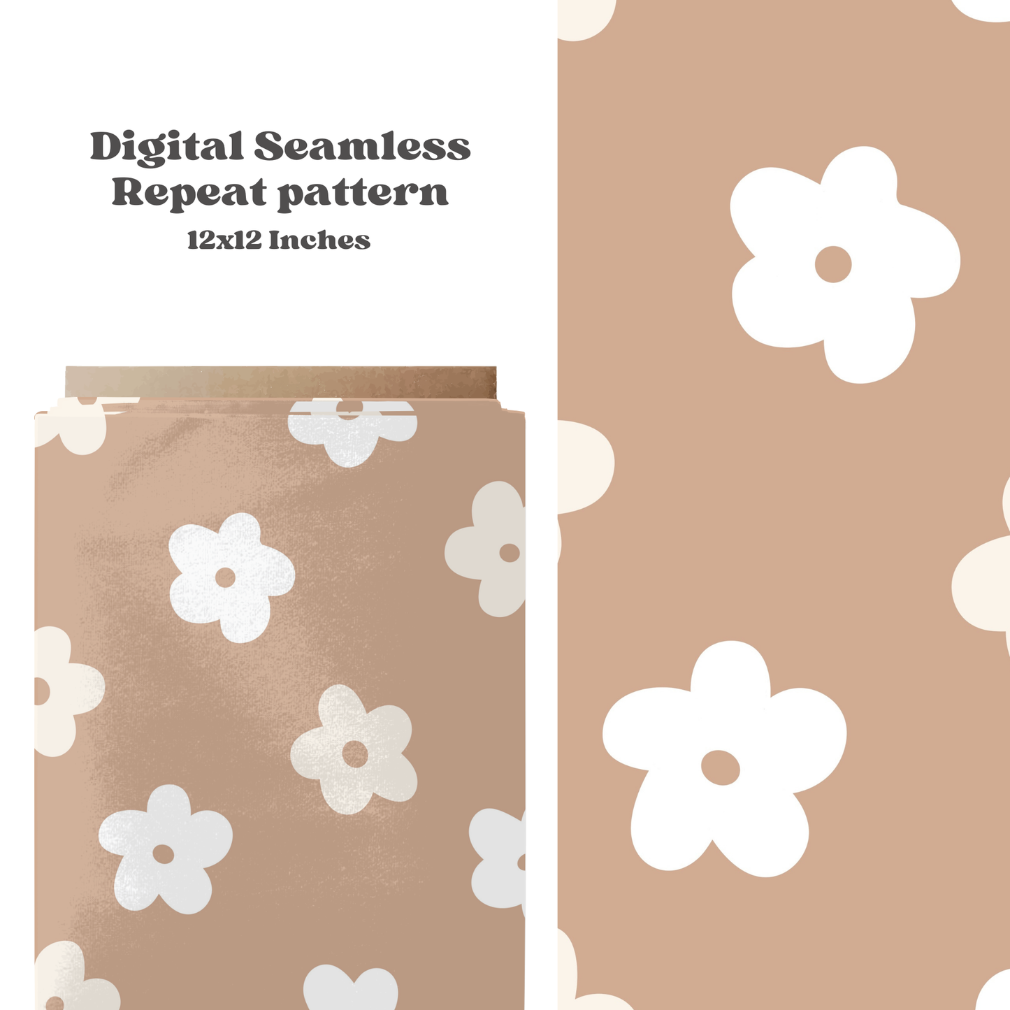 Neutral Minimal Boho Daisy Seamless Pattern