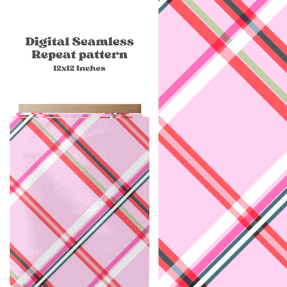 Pink Christmas Plaid Seamless Pattern