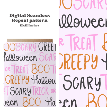 Spooky Halloween Words Seamless Pattern