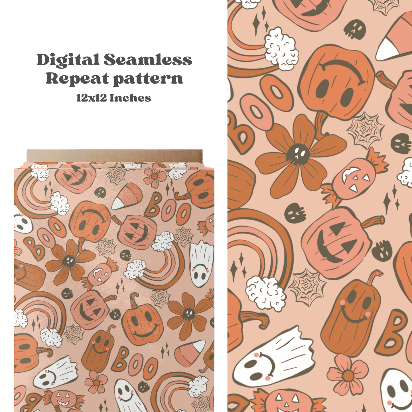 Boho trendy pumpkins seamless pattern