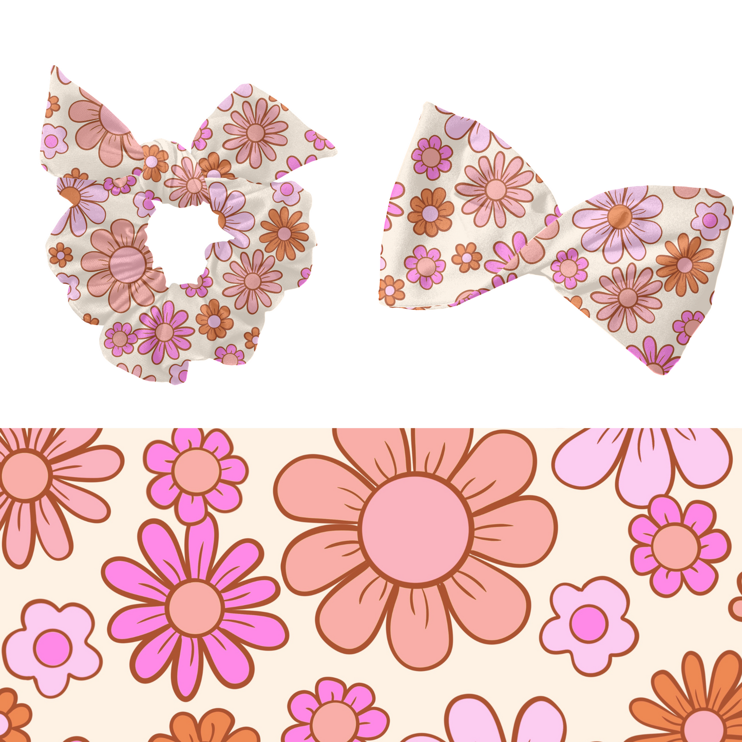 Retro daisy floral seamless pattern design