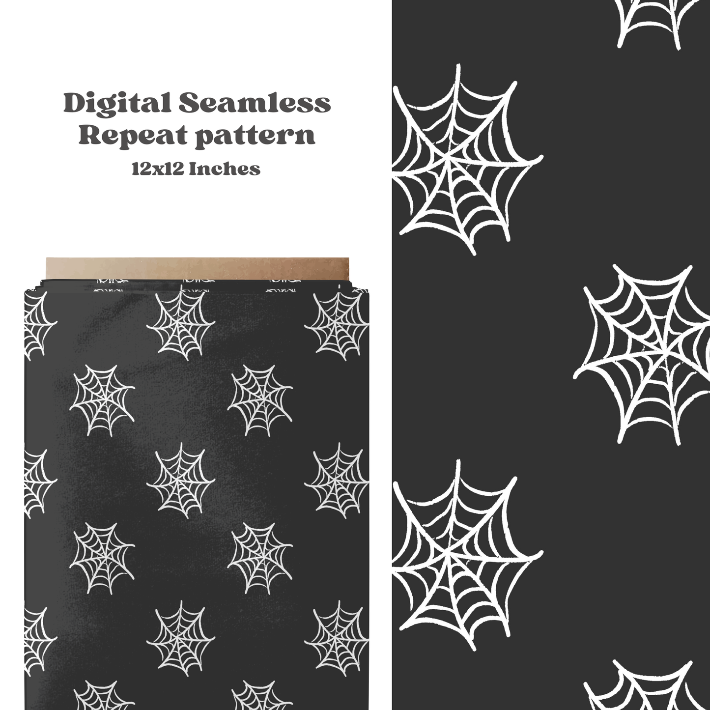 Black and White Spiderwebs Seamless Pattern