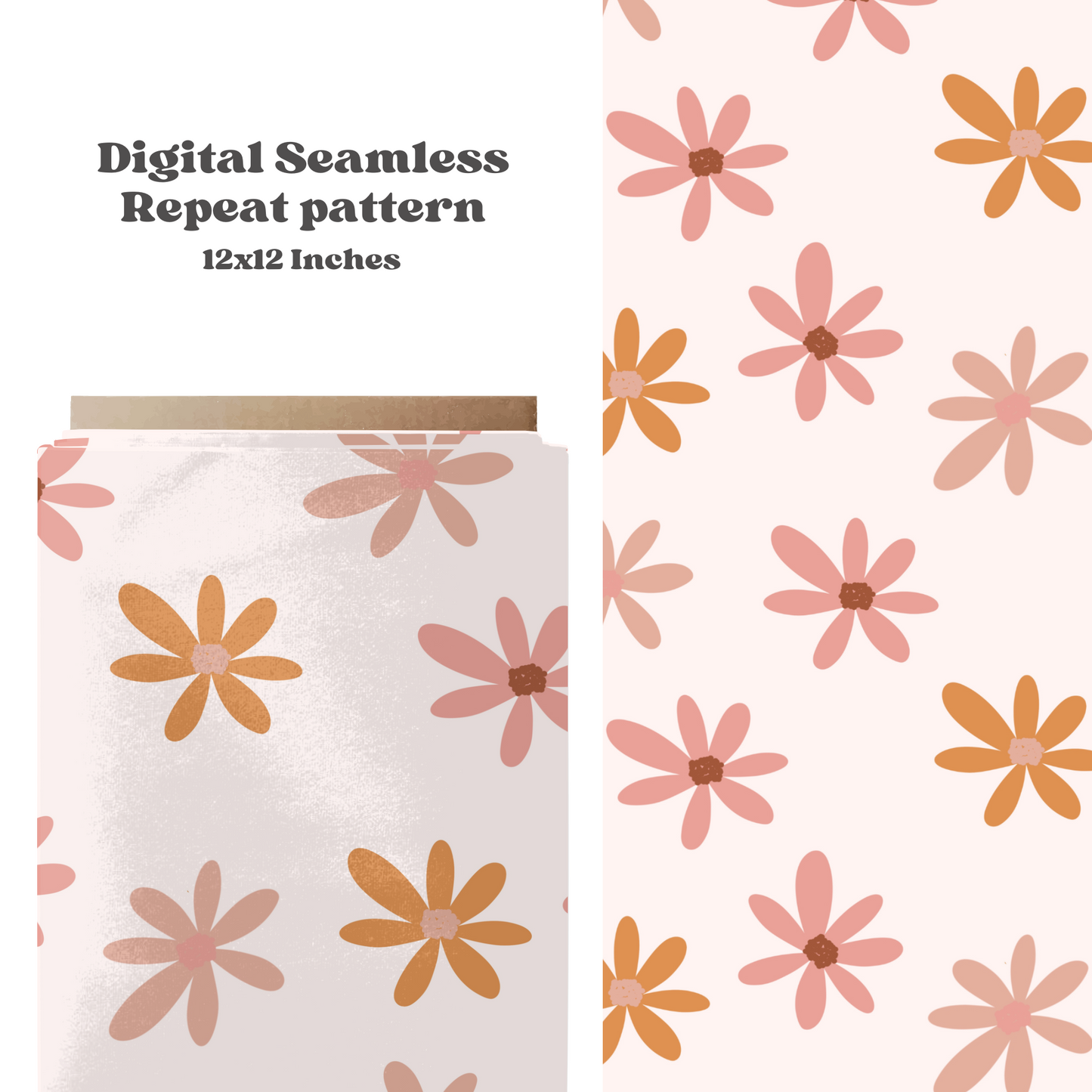 Boho daisy seamless repeat pattern