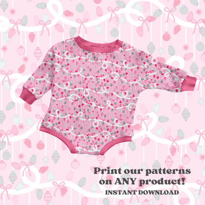 Pink Christmas lights and ornaments