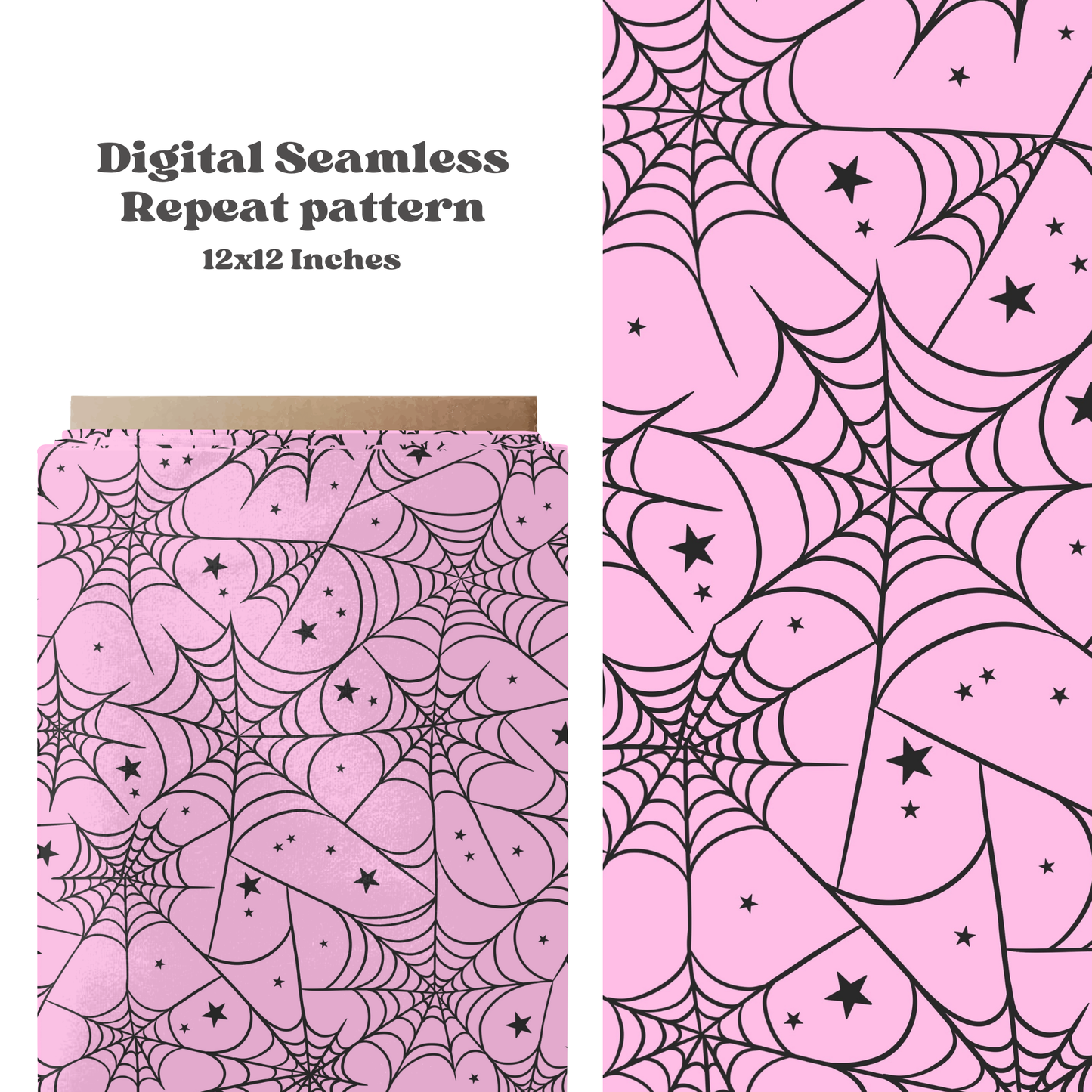 Pink Halloween spiderweb seamless Pattern