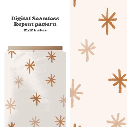 Boho neutral snowflakes seamless pattern