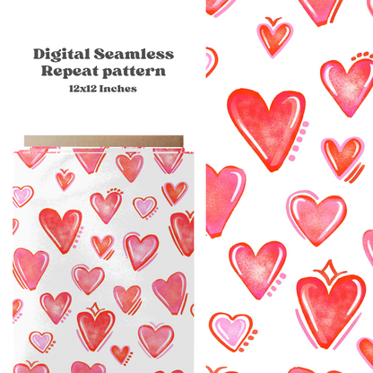 Watercolor Hearts Seamless Pattern