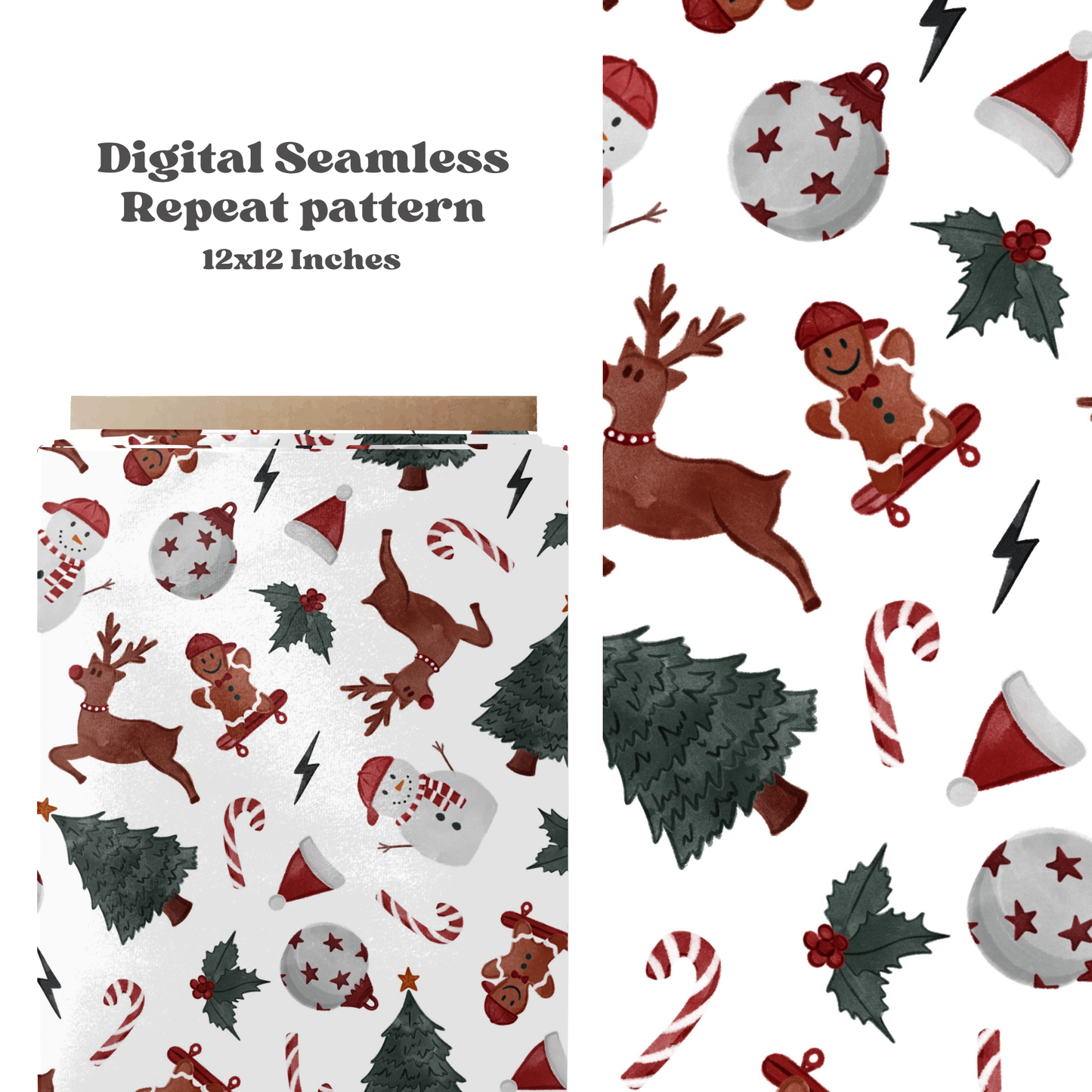 Boys watercolor Christmas Seamless Pattern