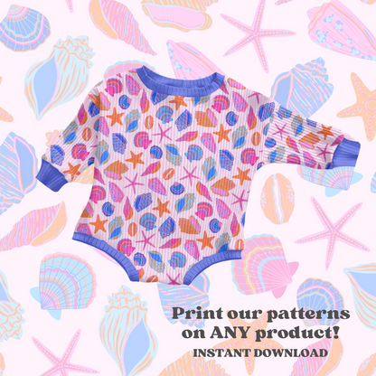 Bright neon seashells