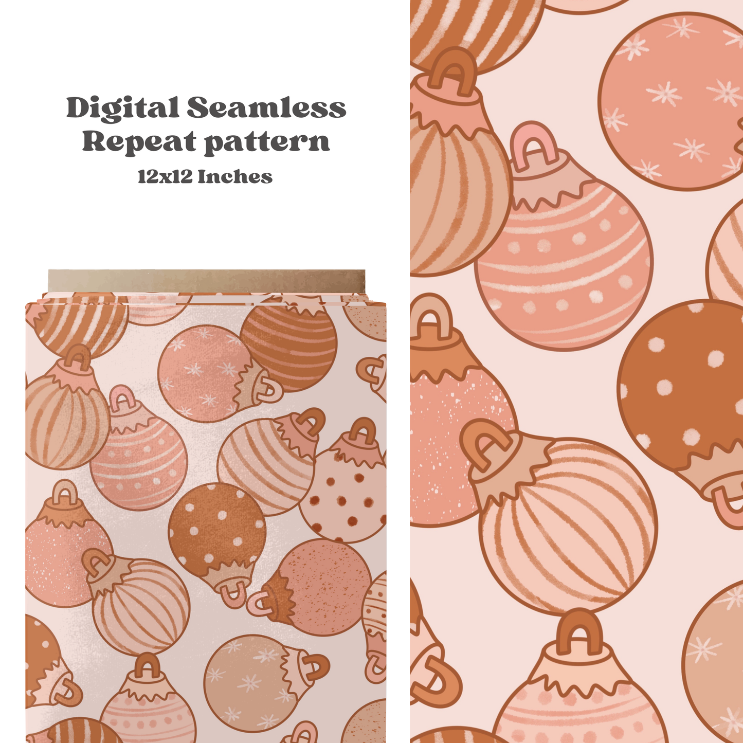 Boho Christmas ornaments Seamless pattern