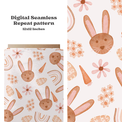 Boho watercolor Easter seamless pattern