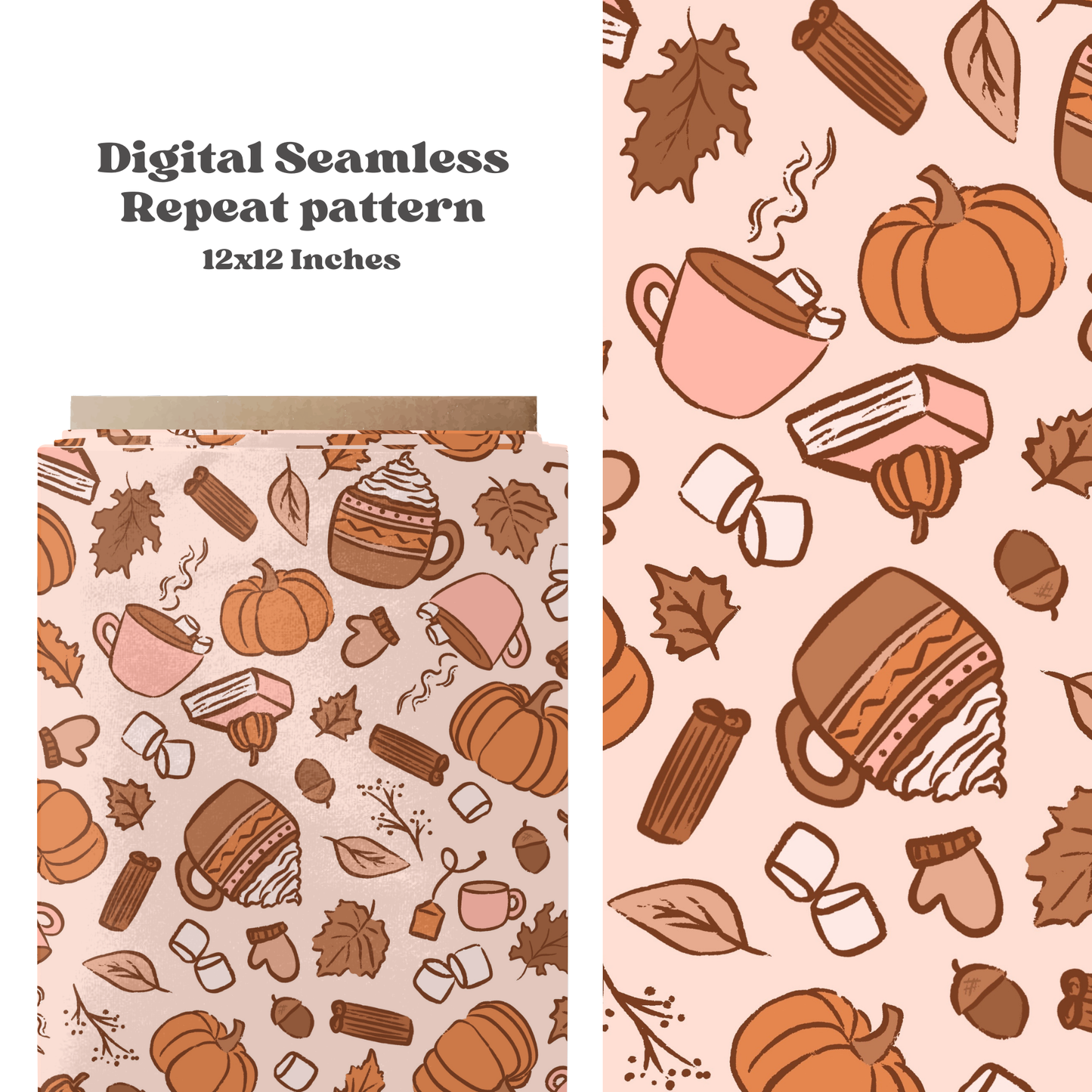 Neutral cozy fall Seamless pattern