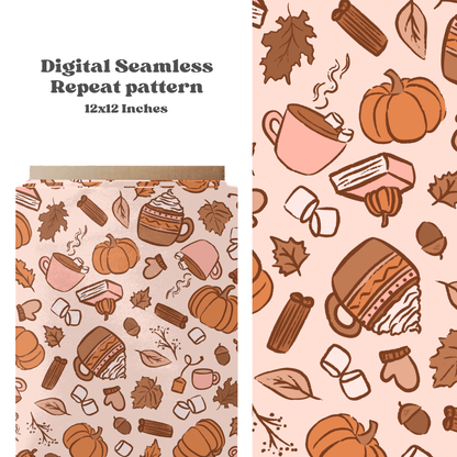 Neutral cozy fall Seamless pattern