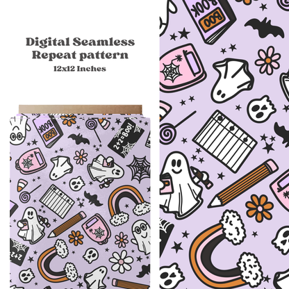 Girly Spooky School Seamless Pattern