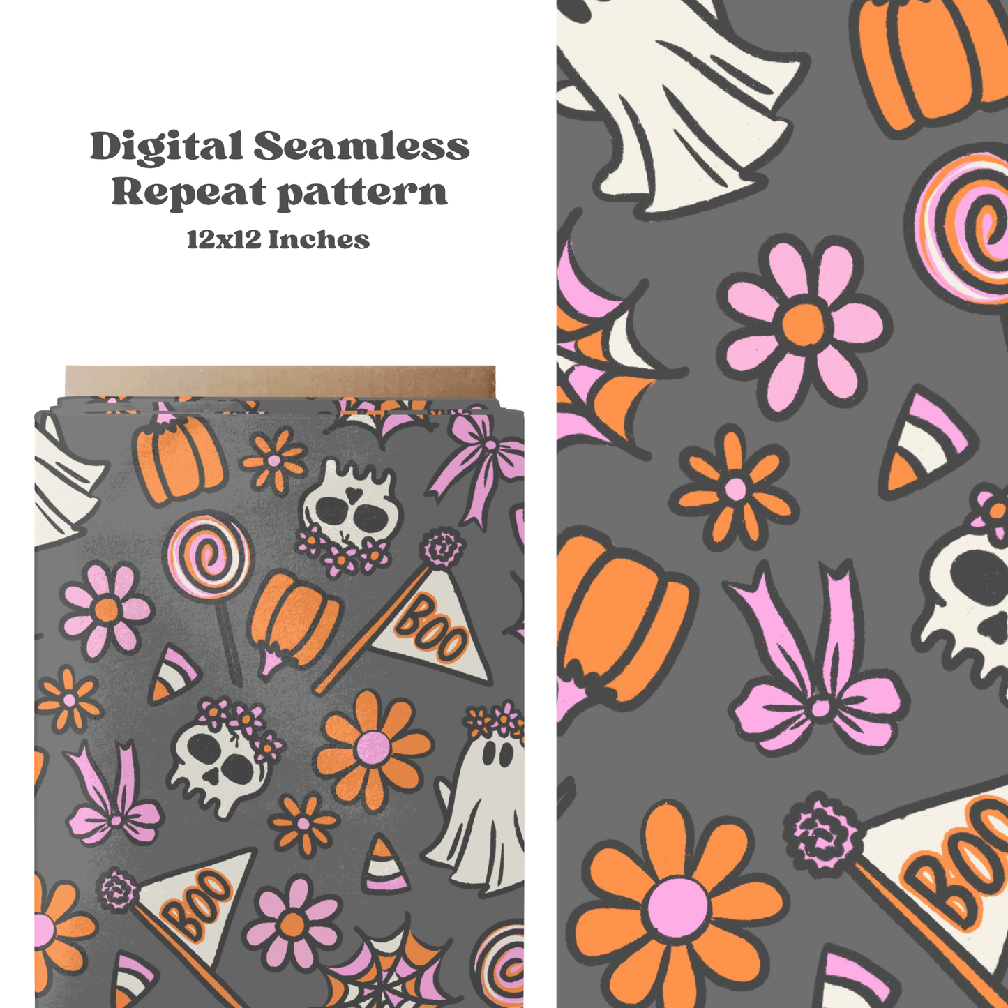 Trendy Halloween Ghosts Seamless pattern