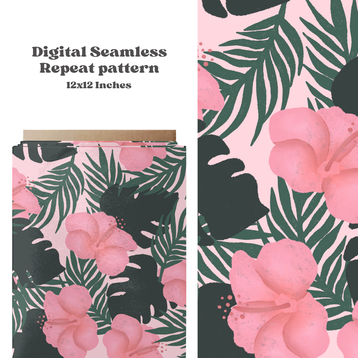 Boho tropical summer leaves and floral seamless pattern