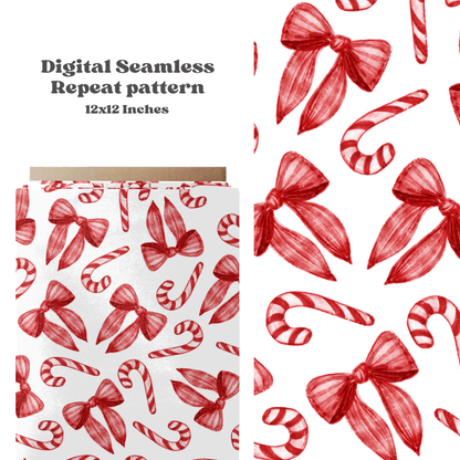 Watercolor Christmas bows Seamless pattern