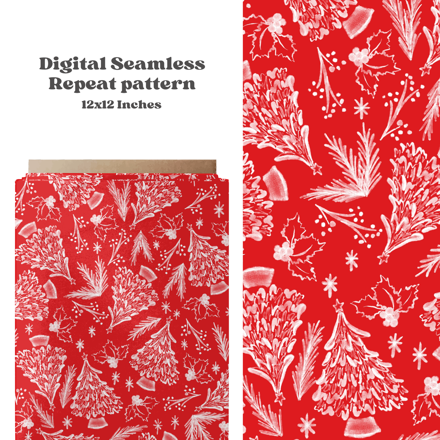 Red Christmas trees seamless Pattern