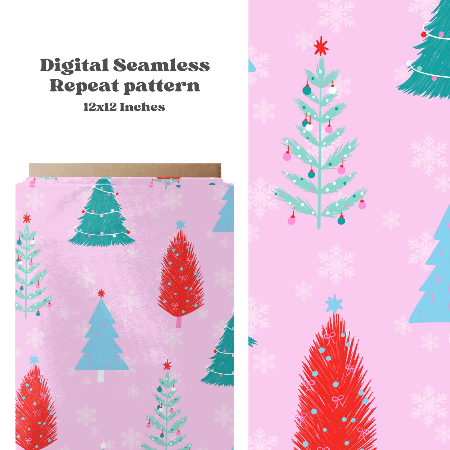 Bright winter Christmas trees pattern