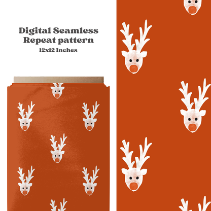 Red reindeer Seamless Pattern