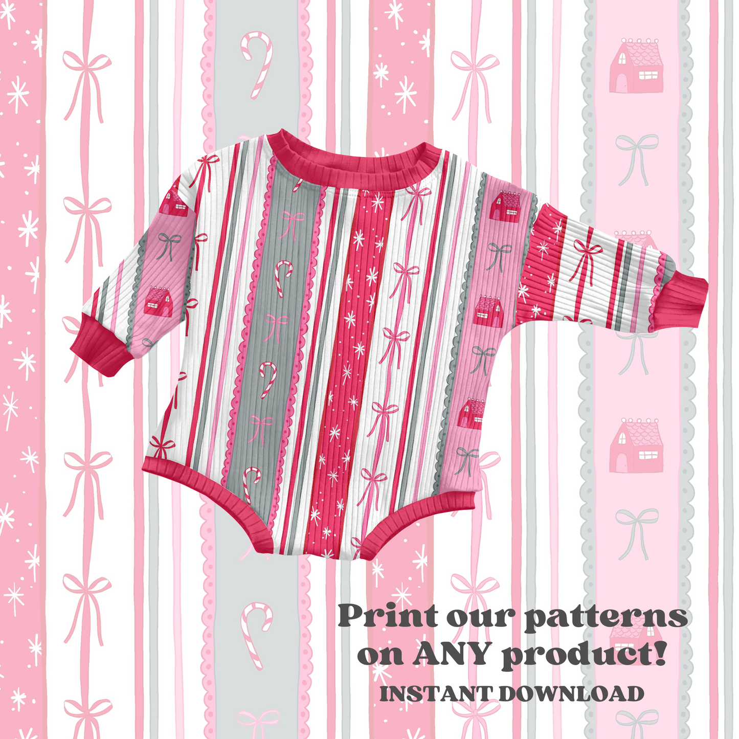 Preppy Christmas bow Stripe