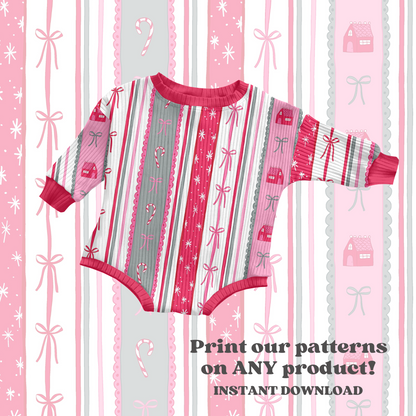 Preppy Christmas bow Stripe