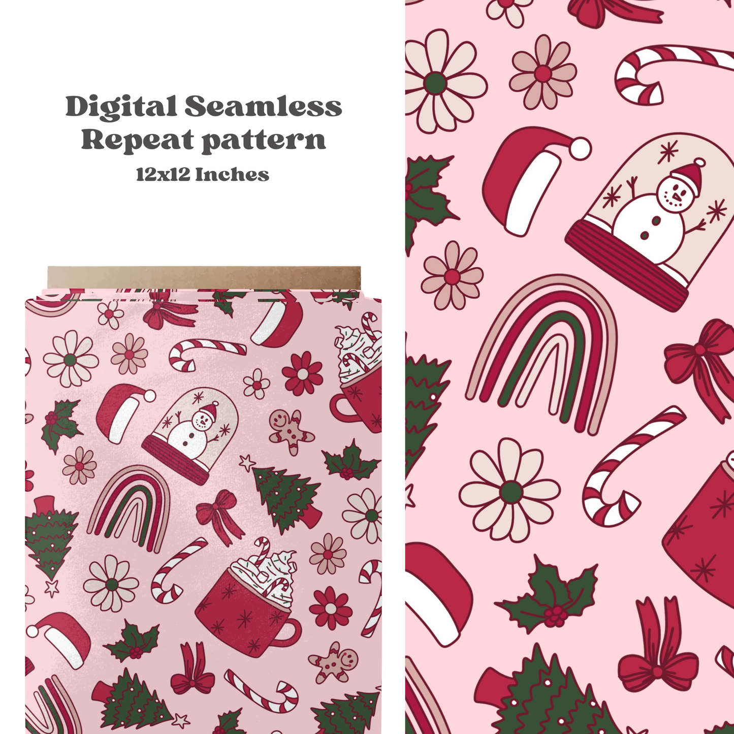 Pink Christmas Seamless pattern