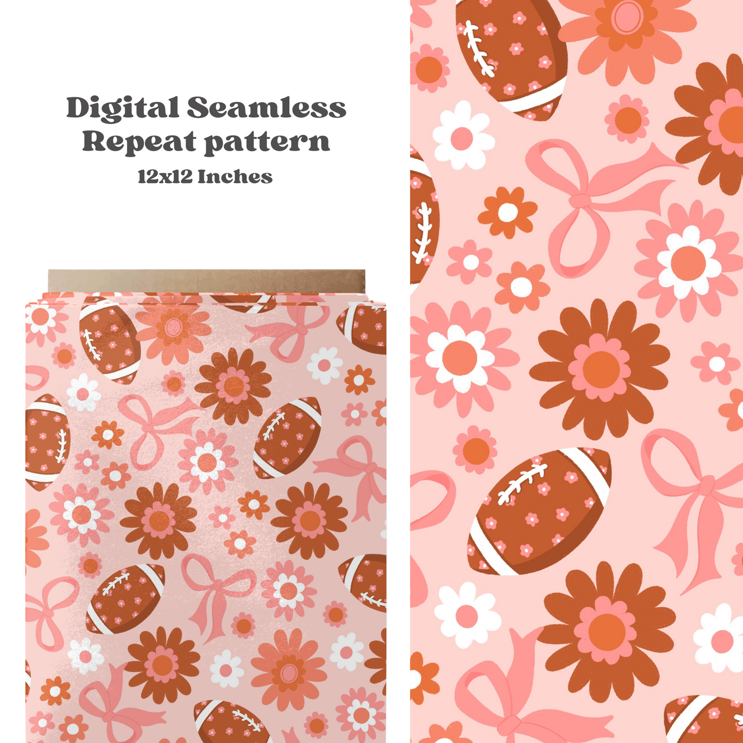 Girly Coquette floral football Pattern