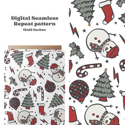 Boy Christmas Snowman Seamless Pattern