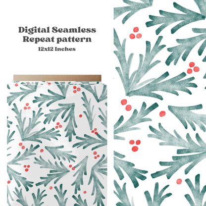 Watercolor Winter floral Pattern