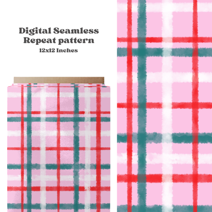 Pink Christmas Plaid Seamless Pattern