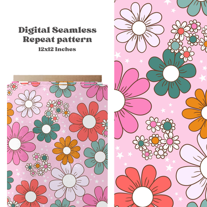 Bright Christmas Daisy Floral Pattern