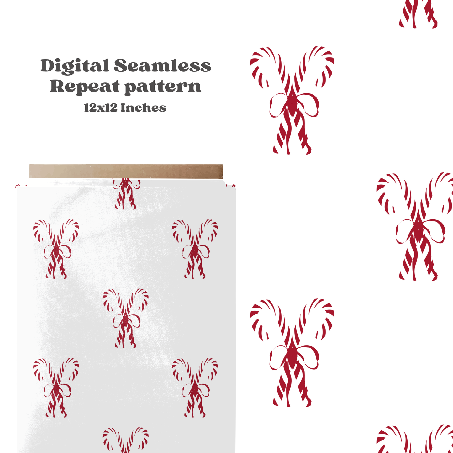 Candy cane Christmas Bow Seamless Pattern