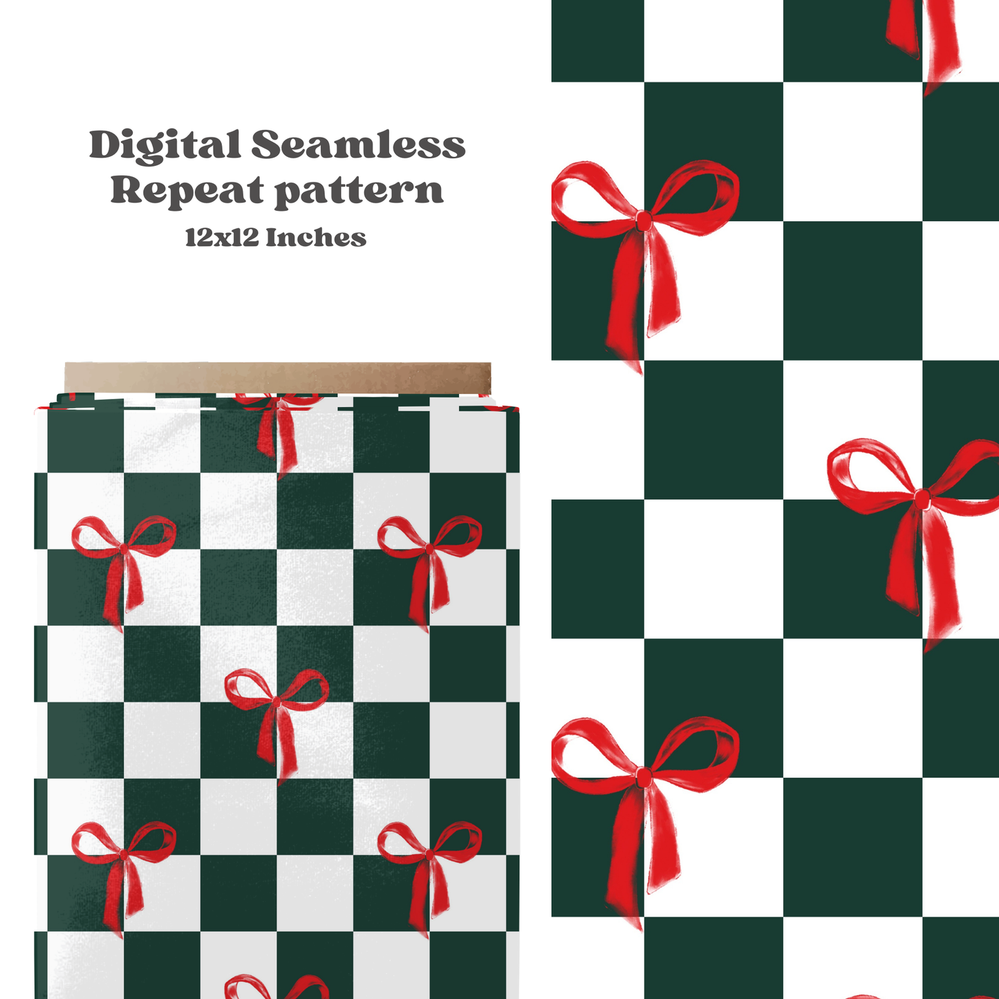 Christmas Checkered bows seamless pattern